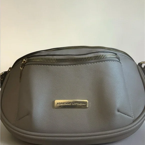 Adrienne Vittadini Grey Crossbody Belt Bag with Gold Hardware - Picture 4 of 7